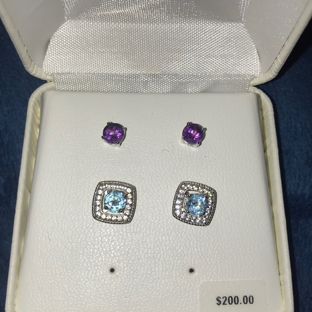 Sterling silver earrings with interchangeable halo